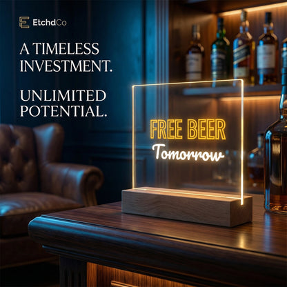 FREE BEER Tomorrow LED Acrylic Sign - Man Cave Classic